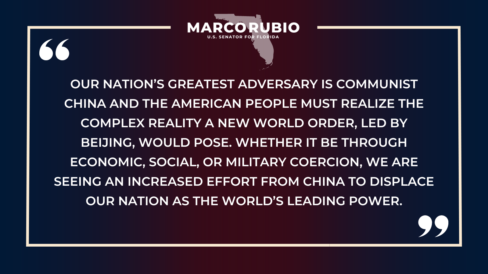 Rubio Introduces Bill To Expose Corrupt Nature Of Communist China