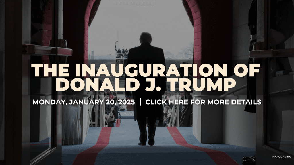 Inauguration Ticket Information Senator Rubio